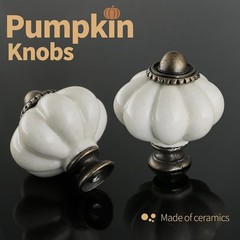 Universal Fit Antique White Pumpkin Knobs 2-Pack – Easy Install Drawer Pulls