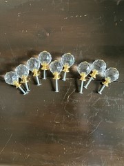 Set of 9 Acrylic Knobs Gold Accent Metal Screws Included
