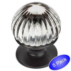 *5 Pack* Cosmas Oil Rubbed Bronze & Clear Glass Round Cabinet Knob #6812ORB-C
