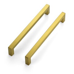 4 Pack Gold Cabinet Pulls, 7-1/2 Inch Square Drawer Pulls, 192mm Hole Centers