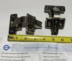 Burks Hinges, 90 Degree, Lazy Susan Cabinet Door Hinges, Pack of 2