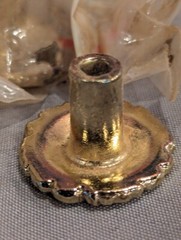 8 Vintage Knob Ajax Provincial Ivory Gold 1 1/4″ Round Furniture Pull Hollywood