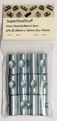 12 PCS Cross Dowels Barrel Nuts 1/420 20x10mm ZincPlated CNC Fasteners