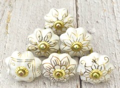 Gold and White Ceramic Door, Cabinet, Cupboard, Kitchen Knobs and Pulls,set of 6