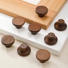 10 Pack 1.53″ Round Walnut Wood Drawer Handles, Cabinet Knobs, Furniture Hardwar