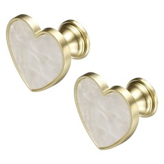 2Pcs, Drawer Knobs Zinc Alloy Decorative Heart-Shaped Pull Handles White