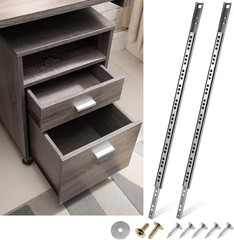 2pcs Ball Bearing Drawer Slides 16 Inch / 406mm, 2 Fold Metal Drawer Tracks, Two