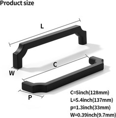 SET OF 10 Cabinet Pulls Zinc Alloy Handles 5″ Long NOB Matte Black Square