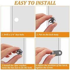 2 Pack Tubular Cam Locks, Cabinet Locks with 7/8” Cylinder, Atom 7/8 Inch 90°