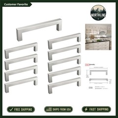 Durable 5 Inch Brushed Nickel Square Cabinet Pulls – Easy to Install, 10 Count