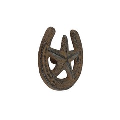 6 Horseshoe Star Drawer Pull Knob Handle Cast Iron Antique Style 2″ w/ Screws