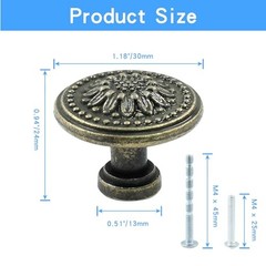 Luomorgo 2 Pcs Antique Bronze Cabinet Knobs, Mid Century Dresser Knobs 2 Pieces