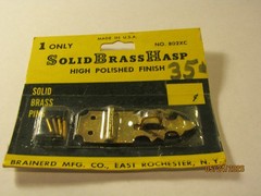 Vintage Brainerd Solid Brass Cabinet Hasp with Hook Lock & Screws 802XC NOS NEW