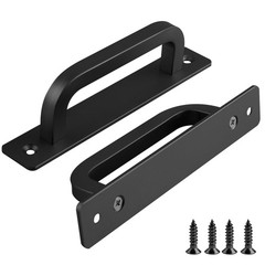 funifiti 5-Pack Black Barn Door Handle Pull 6-Inch Cabinet Drawer Pulls Scree…