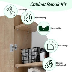 2 Pcs Cabinet Door Hinges, Cabinet Hinge Repair Plate Kit Fix Loose Sagging Cabi