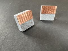 10 PC SET of Colorful SQUARE HANDMADE GREY BRASS STONE Knobs by theCarnatico