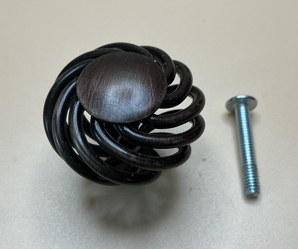 Gliderite 1.5” Twisted Birdcage Cabinet Knobs, Rustic Bronze, Lot of 4, 1” Screw