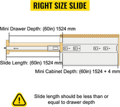 Drawer Slides, 1 Pair 60Inch Locking Drawer Slides, 500Lbs Load Capacity, Side M