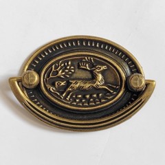 Vintage Style Antique Brass Bail Drawer Pull Drop Swing Handle Oval 2″ C-C