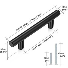 10 Pack|3 Inch Hole Centers Flat Cabinet Pulls Modern hole center 3″ Black