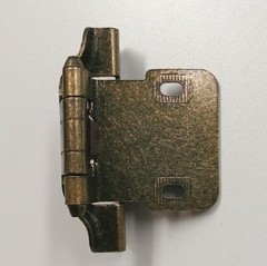 Antique Brass 1/4-Inch Semi-Wrap Overlay Cabinet Door Hinge with Self Close