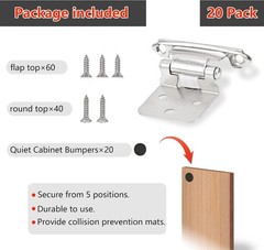 “20 Pack 10 Pairs 1/2″” Inset Cabinet Door Hinges – White Offset Self Closing H.