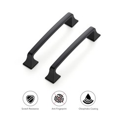 10 PCS 5 Inch Solid Square Foot Arch Matte Black Cabinet Drawer Handles