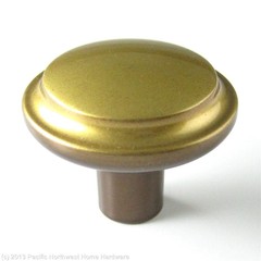 Berenson Satin Brass and Bronze Cabinet Knob, Solid Core Barcelona 6994-106