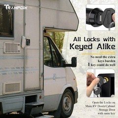 TrampgiK RV Door Lock Set for RV Camper Travel Trailer Black 7/8Inch All Keyed