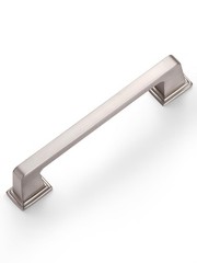 Brushed Nickel Cabinet Pulls Square 3.78″ 96mm Hole Center Silver 5 PCS