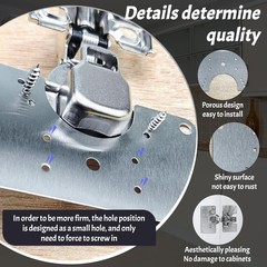 3 Pcs Cabinet Door Hinges, Hinge Repair Plate Kit Fix Loose Silver