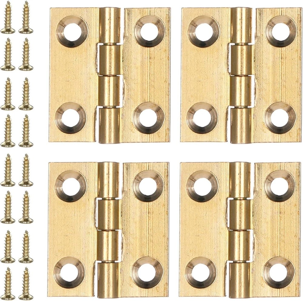 Small Hinges for Wooden Box, 4 Pcs Quality Brass Mini Hinges for Crafts 1 Inch