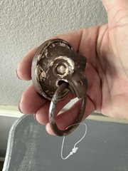 Vintage Cast Iron Eagle Hawk Bird Head Ring Pull Cabinet Knob Rustic Drawer Pull