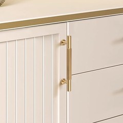 2 Pack Brushed Gold Kitchen Cabinet Pulls, 3-3/4 Inches Solid Brass Dresser