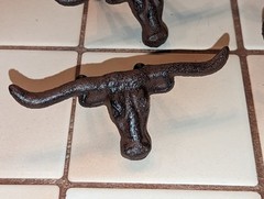 4 TEXAS LONGHORN METAL PULL WESTERN CABINET HARDWARE DRAWER PULLS KNOBS COW