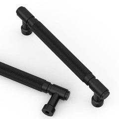 Asidrama 10 Pack 5″ Matte Black Cabinet Pulls Knurled
