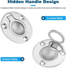 Boat Ring Hatch, 50mm/1.97″ Round Steel Flush Pull Latch, Deck Recessed Pull …
