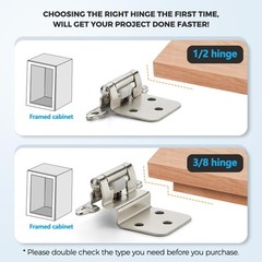 50 Pack 25 Pairs 1/2 Inch Overlay Kitchen Cabinet Hinges Satin Nickel Self Cl…