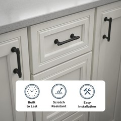 Francisco 10-Pack Cabinet Handles 3″ Hole Center Pulls | Matte Black Hardware…