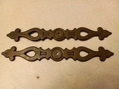 2x Brass Metal Patina Cabinet Drawer Handle Pull Vtg Gothic – 7 3/4 Inches Long