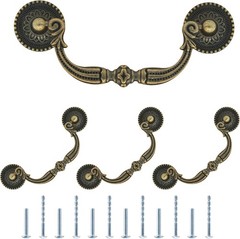 4Pcs 3.75 Inch Hole Center Vintage Drop Bail Drawer Pull Handles, Antique Bronze
