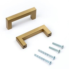 10 Pack 3 Inch Hole Center Champagne Bronze Square Cabinet Pulls, Stainless S…