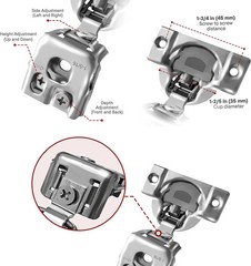 Berta 1 5/16″ Overlay 105 Degree Face Frame Cabinet Hinges (30 Pack)
