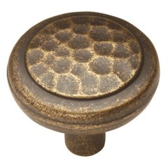 Hickory Hardware Dark Antique Brass Cabinet Knob, Hammered Round Pull P7528-WDA