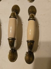 Vintage Porcelain Wood Brass Drawer Pull Assorted 5″ Handles Knobs Lot Of 24