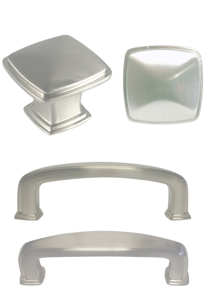 Satin nickel Square Kitchen Cabinet Drawer Knobs and Pulls 3″ Brushed nickel