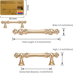 Amerdeco 10 Pack Brushed Brass Cabinet Pulls 3 Inch(76mm) Hole Center Cabinet Ha