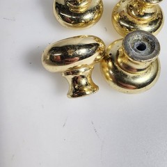 Lot of 6 Vintage Large Solid Brass Door Drawer Cabinet Round Knob Pulls 1″